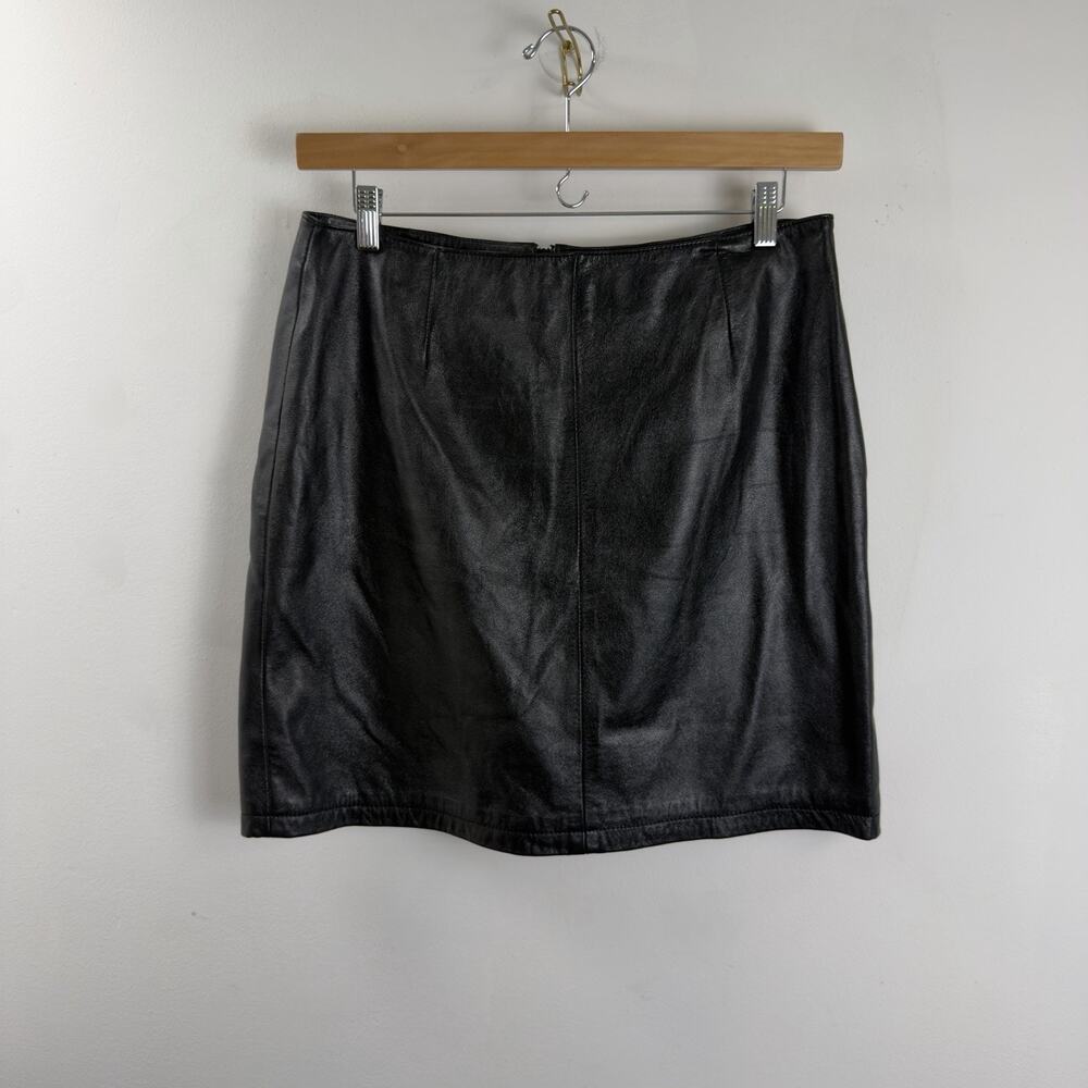 Wilson Maxima Black Genuine Leather Pencil Skirt Womens 16 Vintage High Waist